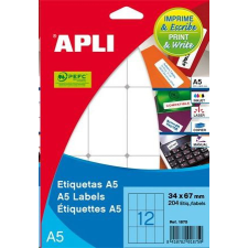 APLI 8x12 mm etikett, kerekített sarkú, A5 hordozón 3375 darab (LCA1857) etikett