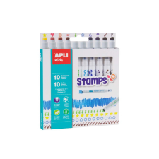APLI Duo Stamps 7,5mm Filctoll készlet és nyomda - 10 különböző szín és minta filctoll, marker