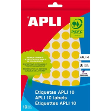 APLI Etikett, 10 mm kör, kézzel írható, színes, , sárga, 1008 etikett/csomag etikett