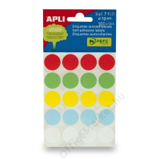 APLI Etikett, 19 mm kör, kézzel írható, színes, APLI, vegyes színek, 100 etikett/csomag (LCA7109) etikett