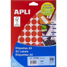 APLI Etikett 19mm kör 560 etikett/csomag APLI piros etikett
