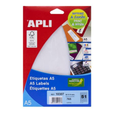 APLI Etikett, 45x8 mm, eltávolítható, ékszerekhez, A5 hordozón, APLI, 765 etikett/csomag etikett