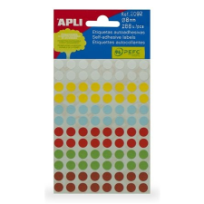 APLI Etikett, 8 mm, kör, kézzel írható, színes, APLI, vegyes színek, 288 etikett/csomag etikett