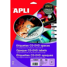APLI Etikett, CD/DVD, A4, teljes lefedettségű, matt, APLI &quot;Mega&quot; etikett