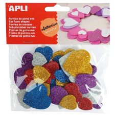 APLI Eva Sheets vegyes színű moosgumi öntapadó glitteres szívek iskolai kiegészítő
