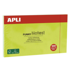 APLI Öntapadó jegyzettömb, 125x75 mm, 100 lap, APLI Funny, zöld (LNP15004) jegyzettömb