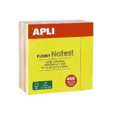 APLI : Öntapadó jegyzettömb, 75x75 mm, 400 lap, APLI, neon - Iskolai felszerelés jegyzettömb