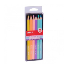 APLI Színes ceruza készlet, háromszögletű, vastag, APLI "Pastel", 6 különböző pasztell szín színes ceruza