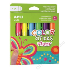 APLI Tempera stift készlet, toll alakú, APLI "Kids", 6 különböző fluoreszkáló szín (LCA14404) tempera