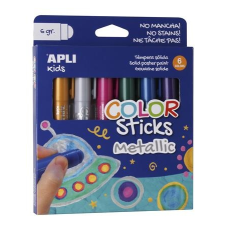 APLI Tempera stift készlet, toll alakú, "Kids", 6 különböző metál szín toll