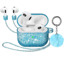  Apple Airpods 3 csillámos szilikon tok kék fülhallgató, fejhallgató tok
