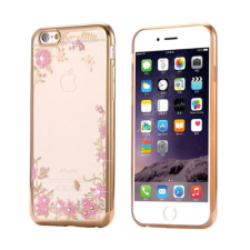 Apple iPhone 11 Pro, Szilikon tok, Virágos, arany tok és táska