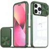  Apple iPhone 12 / 12 Pro, Műanyag hátlap + szilikon keret, átlátszó akril hátlap, kamera védelem, Wooze Trendy, zöld