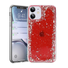 Apple iPhone 12/12 Pro, Szilikon tok, Brilliant (Csillámos), piros tok és táska
