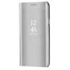  Apple iPhone 13 Pro Max, Oldalra nyíló tok, hívás mutatóval, Smart View Cover, ezüst (utángyártott)
