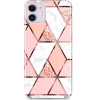  Apple iPhone 13 Pro Max, Szilikon tok, sokszöges márvány minta, Wooze Geometric Marble, színes/rózsa