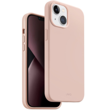  Apple iPhone 14 Plus, Szilikon tok, közepesen ütésálló, cserélhető hátsó kamera keret, Magsafe töltővel kompatibilis, Uniq Lino Hue, rózsaszín tok és táska