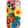  Apple iPhone 14, Szilikon tok, kézpánttal, virág minta, Flower Case, mintás