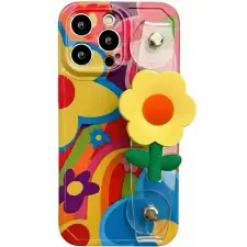  Apple iPhone 14, Szilikon tok, kézpánttal, virág minta, Flower Case, mintás tok és táska