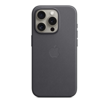 Apple iPhone 15 Pro Max, Szilikon keret + újrahasznosított szövet hátlap, Magsafe kompatibilis, FineWoven, fekete, gyári tok és táska