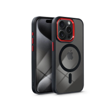  Apple iPhone 15 Pro szilikon hátlap - Edge Mag Cover - fekete/piros/átlátszó tok és táska