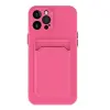  Apple iPhone 15 Pro, Szilikon tok, kártyatartóval, Wooze Card Slot, magenta