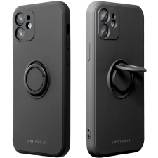  Apple iPhone 15 Pro, Szilikon tok, stand, telefontartó gyűrű, Roar Amber, fekete tok és táska