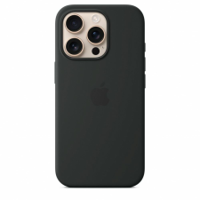 Apple iPhone 16 Pro MagSafe-rögzítésű szilikontok, fekete tok és táska