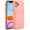  Apple iPhone 16e, Szilikon tok, kártyatartóval, Wooze Card Slot, rózsaszín