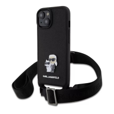 Apple Karl Lagerfeld tok + crossbody strap fekete KLHCP15MSAKCPBK Apple Iphone 15 Plus készülékhez tok és táska