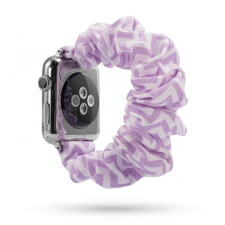 Apple Watch 38/ 40/ 41 mm Frilly Szövet szíj, Lila-fehér mintás okosóra kellék