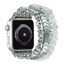 Apple Watch gyöngyös fém óraszíj-ezüst /40/41 és 42 mm okosóra kellék