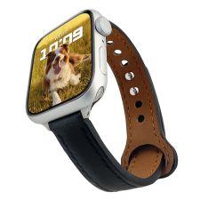  Apple Watch | Kecses, fekete bőr szíj | 38, 40, 41mm | Paris kollekció okosóra kellék