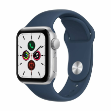Apple Watch SE GPS 44mm ezüst alumíniumtok, kék sportszíj okosóra