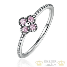 Apró virágos ezüst gyűrű, Pink, 6 gyűrű