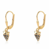 Arannyal Bevont Ezüst Fülbevaló Fekete Gyémánttal, ROS831