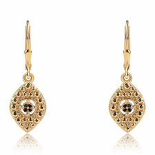  Arannyal Bevont Ezüst Fülbevaló Fekete Gyémánttal, ROS894 fülbevaló