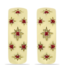  Arannyal Bevont Ezüst Fülbevaló Fenséges Vörös Moissanite-tal, Y60895 fülbevaló
