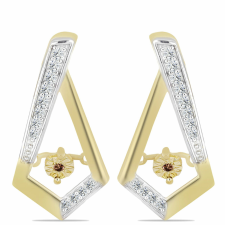  Arannyal Bevont Ezüst Fülbevaló Kognak Gyémánttal és Fehér Topázzal, Y61709 fülbevaló