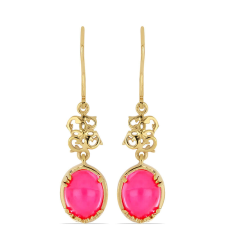  Arannyal Bevont Ezüst Fülbevaló Lega Dembi Etiópiai Pink Opállal, Y50239 fülbevaló