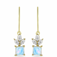  Arannyal Bevont Ezüst Fülbevaló Szivárvány Holdkővel és Fehér Topázzal, Y58042 fülbevaló