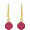 Arannyal Bevont Ezüst Fülbevaló Thai Rubinnal és Fehér Topázzal, PCY11162
