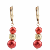 Arannyal Bevont Ezüst Fülbevaló Vörös Édesvízi Gyönggyel, XELP09