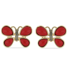  Arannyal Bevont Ezüst Fülbevaló Vörös Korallal, Y45373 fülbevaló