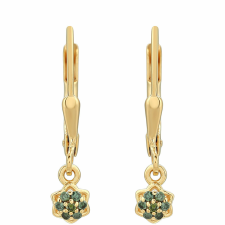  Arannyal Bevont Ezüst Fülbevaló Zöld Gyémánttal, PCY11254 fülbevaló