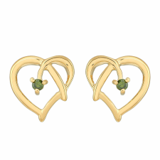  Arannyal Bevont Ezüst Fülbevaló Zöld Gyémánttal, PCY11281 fülbevaló