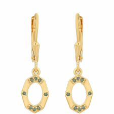  Arannyal Bevont Ezüst Fülbevaló Zöld Gyémánttal, PCY11283 fülbevaló