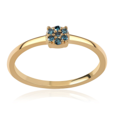  Arannyal Bevont Ezüst Gyűrű 0.11 Karátos Kék Gyémánttal gyűrű