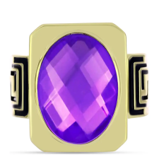  Arannyal Bevont Ezüst Gyűrű Bíbor Acháttal, Y64016/57 gyűrű