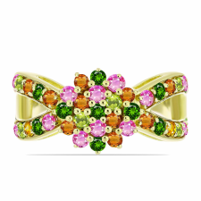  Arannyal Bevont Ezüst Gyűrű Csakra Tourmalinnal, Y61064/54 gyűrű